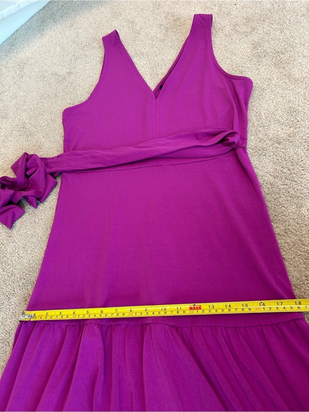 Banana Republic Petite Magenta Purple Sleeveless Midi Dress Tie Waist Sz M NWOT - Picture 10 of 13